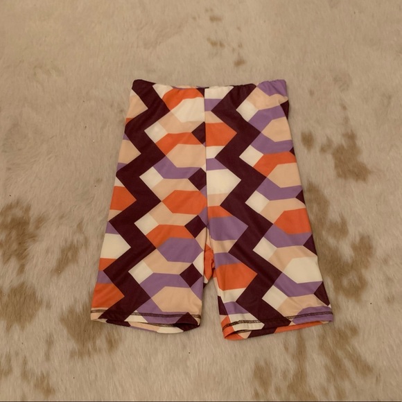 NWT Zara Biker Shorts Athletic Purple Orange Tan Geometric Print Size S - Picture 4 of 6